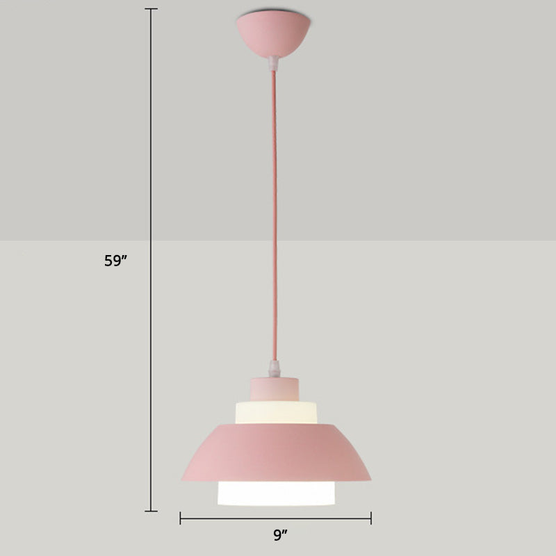Aluminum Bowl Ceiling Hang Light Macaron Single-Bulb Pendant Lamp with Acrylic Shade Insert Clearhalo 'Ceiling Lights' 'Modern Pendants' 'Modern' 'Pendant Lights' 'Pendants' Lighting' 2460896