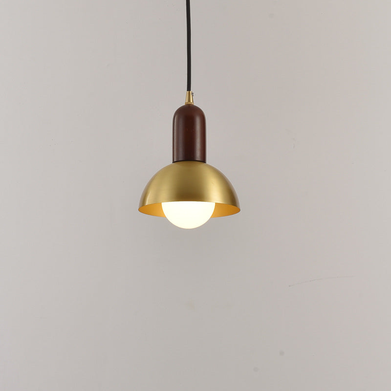 Bowl Shaped Bedside Pendulum Light Metallic 1 Bulb Minimalist Suspension Light in Gold Clearhalo 'Ceiling Lights' 'Modern Pendants' 'Modern' 'Pendant Lights' 'Pendants' Lighting' 2460899