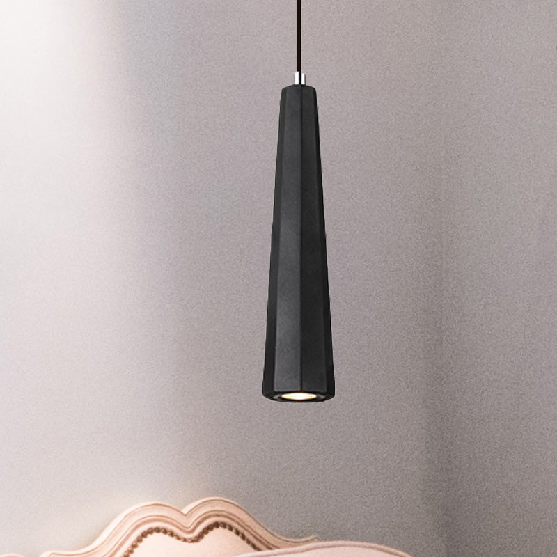 Nordic 1 Light Pendant Lighting with Concrete Shade Black/Grey/Brown Tapered Hanging Ceiling Light Black Clearhalo 'Ceiling Lights' 'Modern Pendants' 'Modern' 'Pendant Lights' 'Pendants' Lighting' 246095