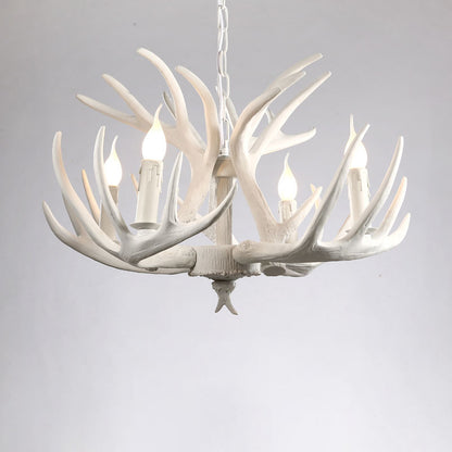 Artificial Antler Chandelier Rustic Resin Hanging Light with Exposed Bulb Design 4 White Clearhalo 'Ceiling Lights' 'Chandeliers' Lighting' options 2460957_5dbca4f8-60da-499b-b4e2-7459092b9661