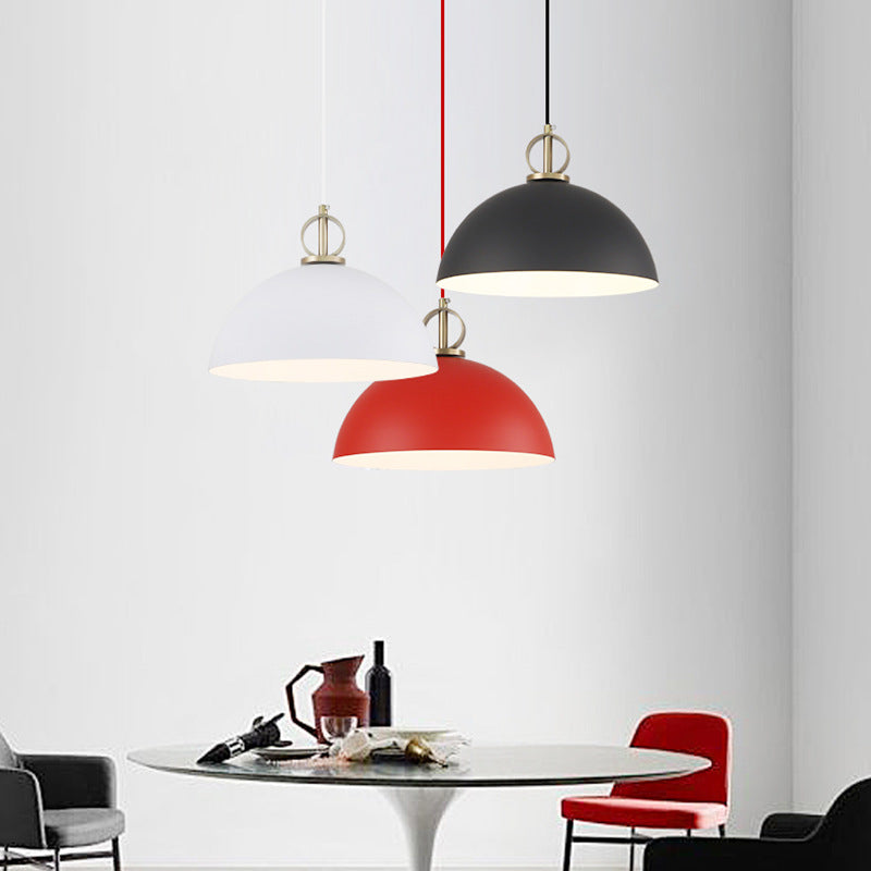 Macaron Dome Hanging Pendant Light Metal 1-Bulb Restaurant Pendulum Light with Brass Ring Deco Clearhalo 'Ceiling Lights' 'Pendant Lights' 'Pendants' Lighting' 2461039