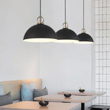 Macaron Dome Hanging Pendant Light Metal 1-Bulb Restaurant Pendulum Light with Brass Ring Deco Black Clearhalo 'Ceiling Lights' 'Pendant Lights' 'Pendants' Lighting' 2461040