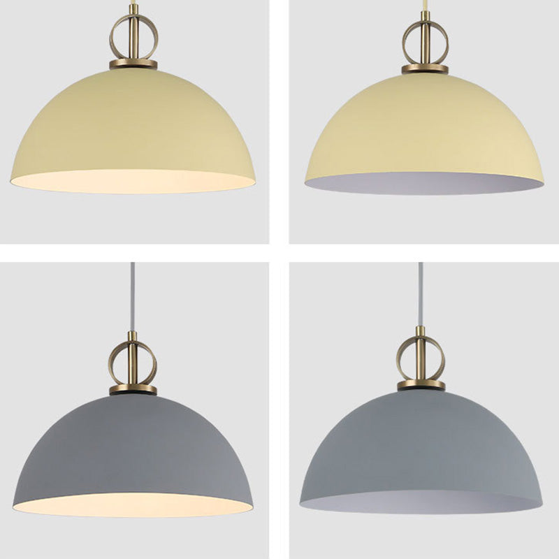 Macaron Dome Hanging Pendant Light Metal 1-Bulb Restaurant Pendulum Light with Brass Ring Deco Clearhalo 'Ceiling Lights' 'Pendant Lights' 'Pendants' Lighting' 2461047