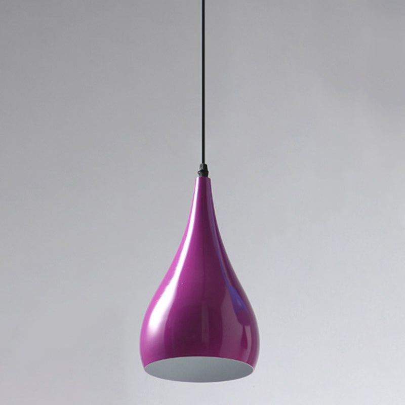 Teardrop Shaped Ceiling Pendant Macaron Metal 1 Light Dining Room Suspension Light Fixture Purple Clearhalo 'Ceiling Lights' 'Modern Pendants' 'Modern' 'Pendant Lights' 'Pendants' Lighting' 2461052