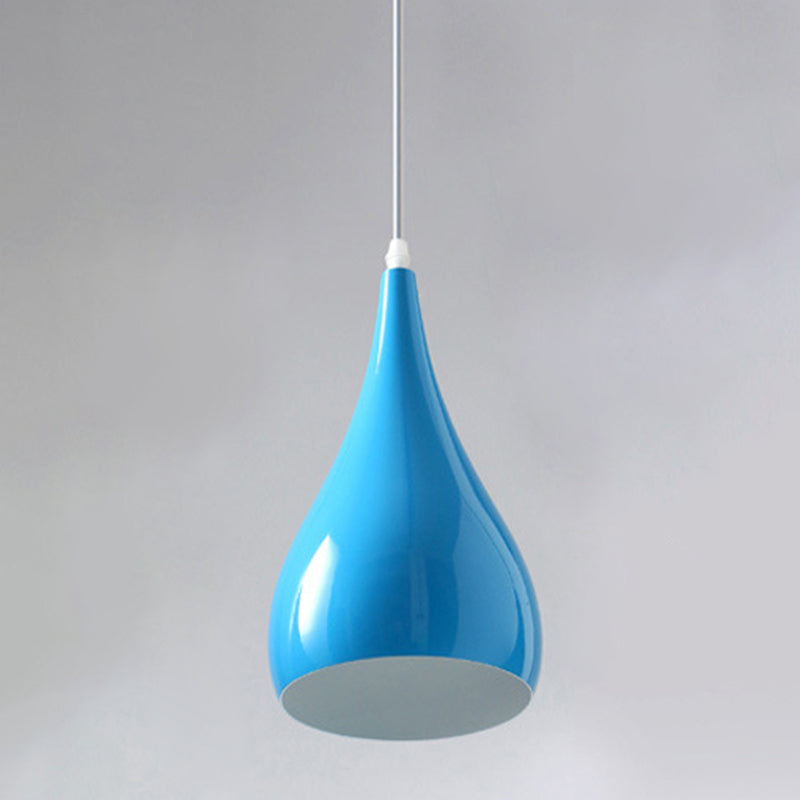 Teardrop Shaped Ceiling Pendant Macaron Metal 1 Light Dining Room Suspension Light Fixture Blue Clearhalo 'Ceiling Lights' 'Modern Pendants' 'Modern' 'Pendant Lights' 'Pendants' Lighting' 2461053