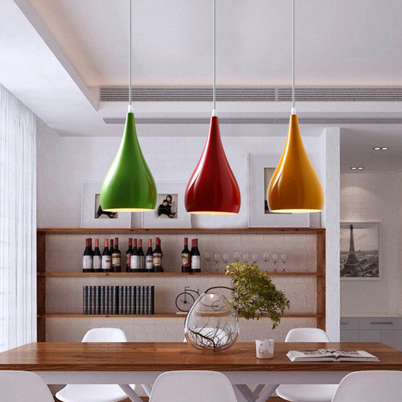 Teardrop Shaped Ceiling Pendant Macaron Metal 1 Light Dining Room Suspension Light Fixture Clearhalo 'Ceiling Lights' 'Modern Pendants' 'Modern' 'Pendant Lights' 'Pendants' Lighting' 2461055