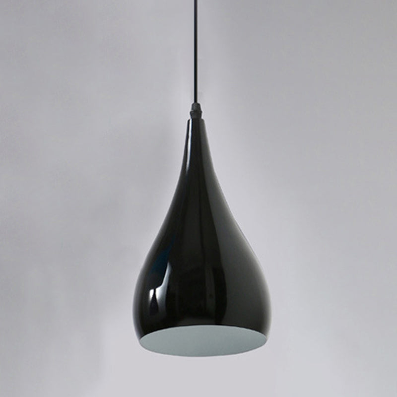 Teardrop Shaped Ceiling Pendant Macaron Metal 1 Light Dining Room Suspension Light Fixture Black Clearhalo 'Ceiling Lights' 'Modern Pendants' 'Modern' 'Pendant Lights' 'Pendants' Lighting' 2461056