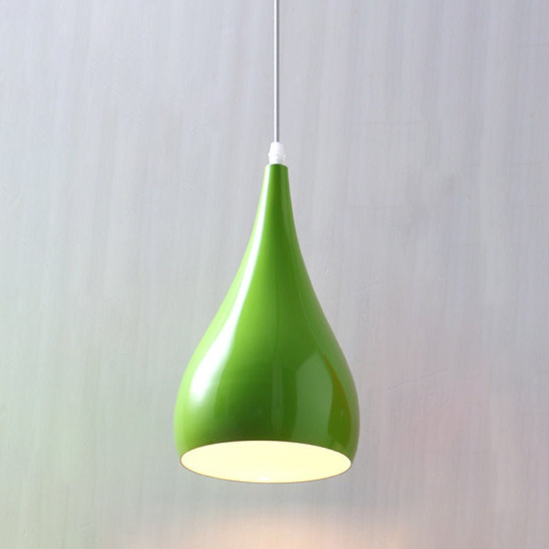 Teardrop Shaped Ceiling Pendant Macaron Metal 1 Light Dining Room Suspension Light Fixture Green Clearhalo 'Ceiling Lights' 'Modern Pendants' 'Modern' 'Pendant Lights' 'Pendants' Lighting' 2461057