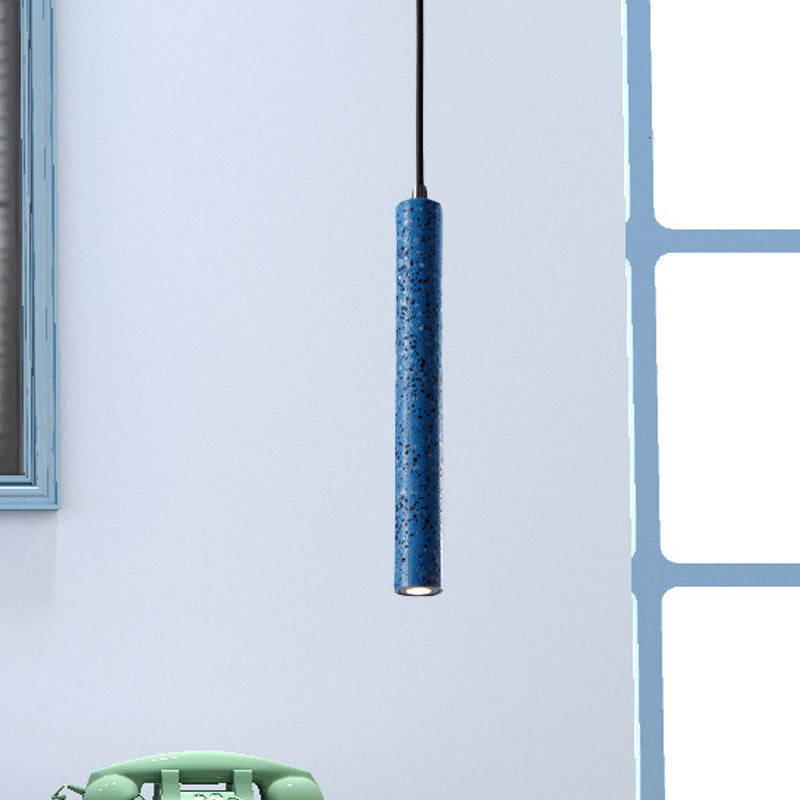 Tube Pendant Lighting Nordic Cement 1 Light Yellow/Blue/Green Hanging Ceiling Light, 12"/21.5"H Clearhalo 'Ceiling Lights' 'Modern Pendants' 'Modern' 'Pendant Lights' 'Pendants' Lighting' 246106