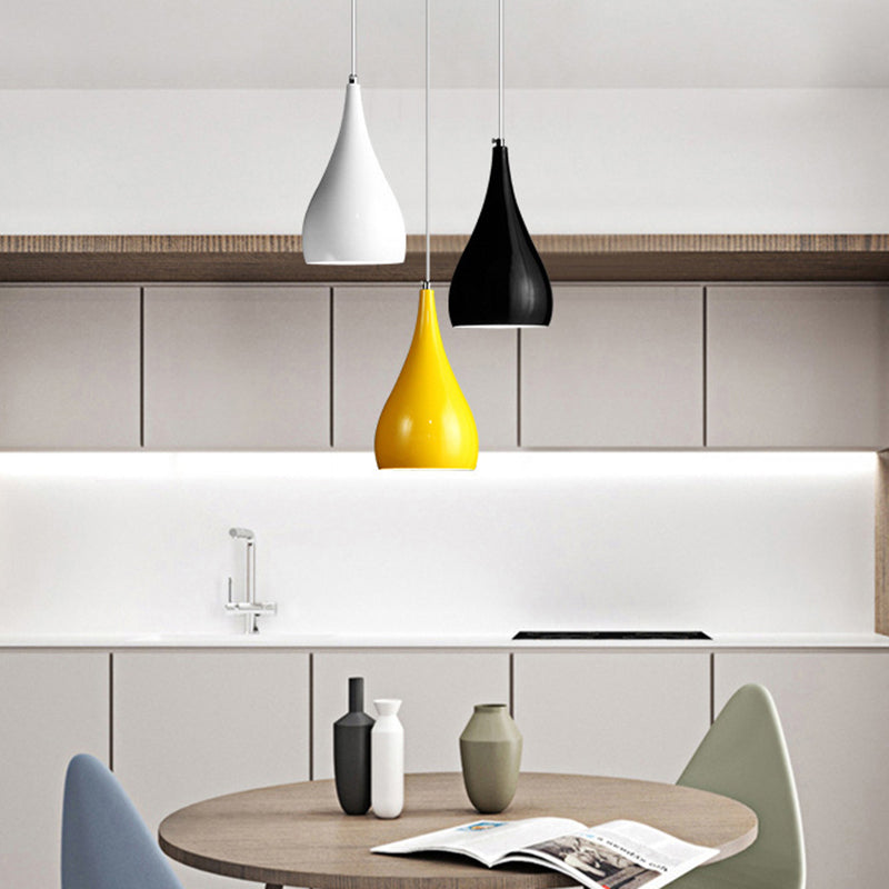 Teardrop Shaped Ceiling Pendant Macaron Metal 1 Light Dining Room Suspension Light Fixture Clearhalo 'Ceiling Lights' 'Modern Pendants' 'Modern' 'Pendant Lights' 'Pendants' Lighting' 2461060