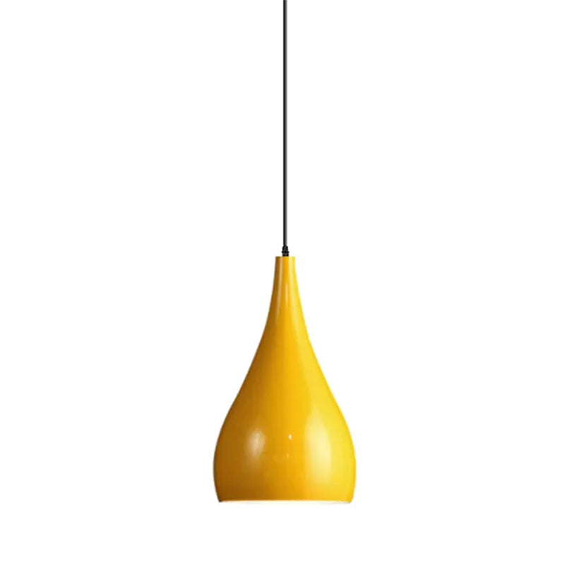 Teardrop Shaped Ceiling Pendant Macaron Metal 1 Light Dining Room Suspension Light Fixture Yellow Clearhalo 'Ceiling Lights' 'Modern Pendants' 'Modern' 'Pendant Lights' 'Pendants' Lighting' 2461063