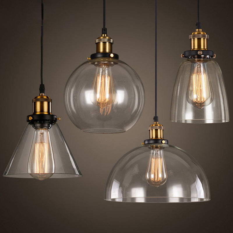 1-Head Glass Pendulum Light Nautical Geometric Shaped Dining Room Suspension Pendant Light Clearhalo 'Ceiling Lights' 'Close To Ceiling Lights' 'Glass shade' 'Glass' 'Industrial Pendants' 'Industrial' 'Middle Century Pendants' 'Pendant Lights' 'Pendants' 'Tiffany' Lighting' 2461082