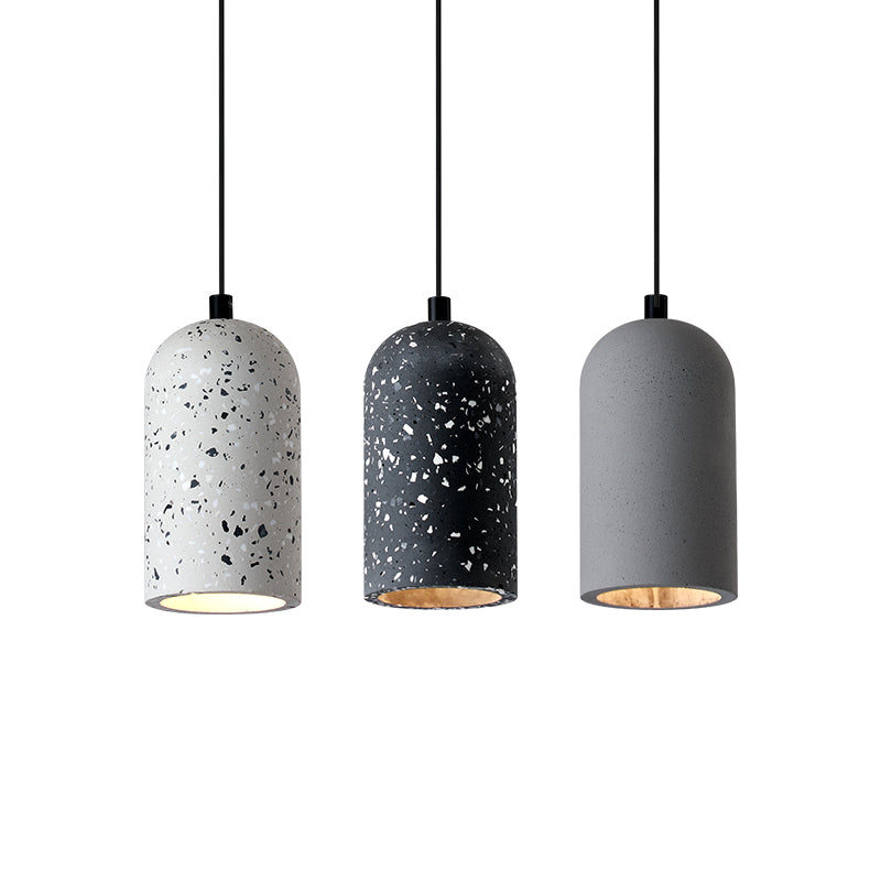 Elongated Dome Terrazzo Hanging Lamp Nordic Style Single Pendant Light Fixture for Bedroom Clearhalo 'Ceiling Lights' 'Modern Pendants' 'Modern' 'Pendant Lights' 'Pendants' Lighting' 2461100