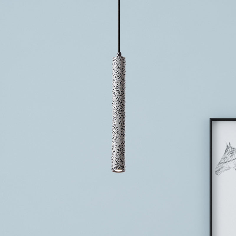 12"/21.5"H Tube Ceiling Pendant Light in Nordic Style Concrete1 Light Black/White/Yellow Hanging Ceiling Light Clearhalo 'Ceiling Lights' 'Industrial Pendants' 'Industrial' 'Middle Century Pendants' 'Pendant Lights' 'Pendants' 'Tiffany' Lighting' 246118