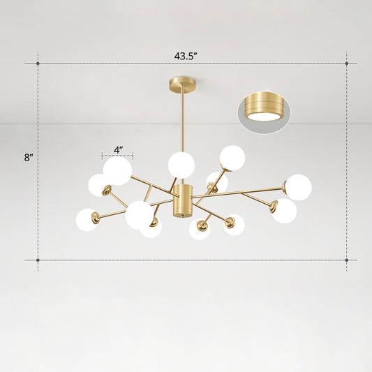 Molecular Chandelier Lamp Nordic Milky Glass Living Room Suspension Light in Gold Clearhalo 'Ceiling Lights' 'Chandeliers' 'Modern Chandeliers' 'Modern' Lighting' 2461188