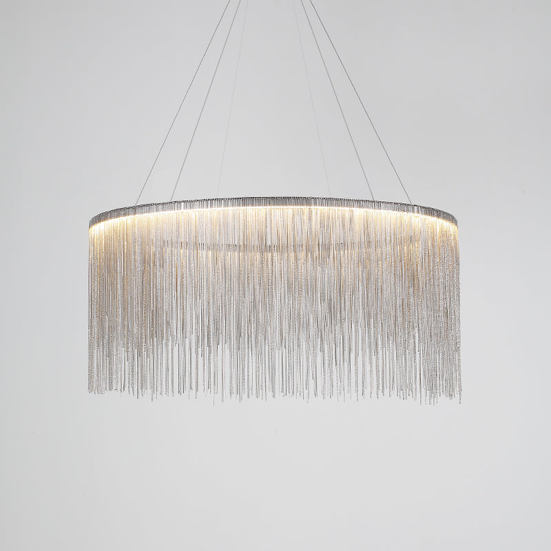 Chain Fringe LED Chandelier Minimalistic Metal Living Room Pendant Lighting Fixture Clearhalo 'Ceiling Lights' 'Chandeliers' 'Modern Chandeliers' 'Modern' Lighting' 2461191