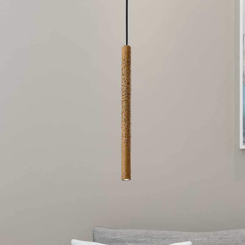 12"/21.5"H Tube Ceiling Pendant Light in Nordic Style Concrete1 Light Black/White/Yellow Hanging Ceiling Light Clearhalo 'Ceiling Lights' 'Industrial Pendants' 'Industrial' 'Middle Century Pendants' 'Pendant Lights' 'Pendants' 'Tiffany' Lighting' 246126