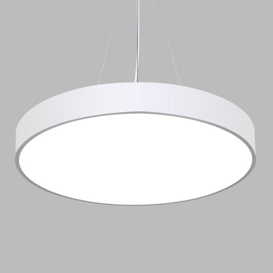 Round LED Pendulum Light Simple Style Metallic Pendant Lighting Fixture for Office White Clearhalo 'Ceiling Lights' 'Modern Pendants' 'Modern' 'Pendant Lights' 'Pendants' Lighting' 2461308