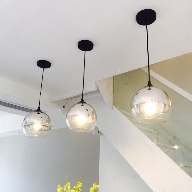 Spherical Dining Room Hanging Light Ombre Glass Single-Bulb Nordic Pendant Light Fixture Clearhalo 'Ceiling Lights' 'Close To Ceiling Lights' 'Glass shade' 'Glass' 'Modern Pendants' 'Modern' 'Pendant Lights' 'Pendants' Lighting' 2461319