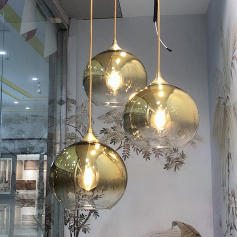 Spherical Dining Room Hanging Light Ombre Glass Single-Bulb Nordic Pendant Light Fixture Clearhalo 'Ceiling Lights' 'Close To Ceiling Lights' 'Glass shade' 'Glass' 'Modern Pendants' 'Modern' 'Pendant Lights' 'Pendants' Lighting' 2461323