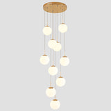 Cream Glass Bubbles Multi Pendant Ceiling Light Minimalism White Glass Staircase Suspension Light in Gold Clearhalo 'Ceiling Lights' 'Modern Pendants' 'Modern' 'Pendant Lights' 'Pendants' Lighting' 2461335