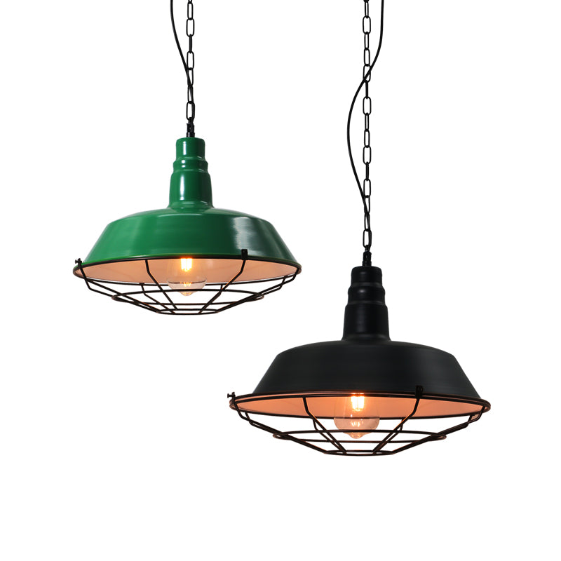 Single-Bulb Pendant Light Loft Style Barn Shade Metal Pendulum Light with Tapered Cage Bottom Black Clearhalo 'Art Deco Pendants' 'Black' 'Cast Iron' 'Ceiling Lights' 'Ceramic' 'Crystal' 'Industrial Pendants' 'Industrial' 'Metal' 'Middle Century Pendants' 'Pendant Lights' 'Pendants' 'Rustic Pendants' 'Tiffany' Lighting' 2461343