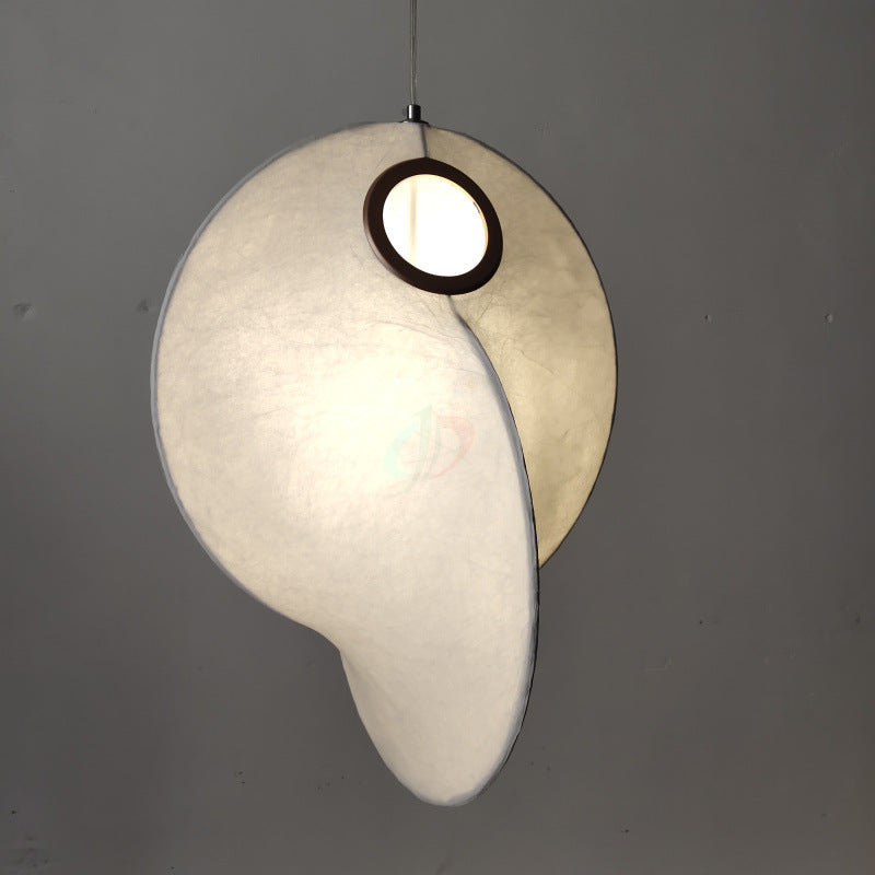 Faux Silk Irregular Shaped Ceiling Hang Light Designer 1-Light White Pendulum Light for Restaurant Clearhalo 'Ceiling Lights' 'Modern Pendants' 'Modern' 'Pendant Lights' 'Pendants' Lighting' 2461351