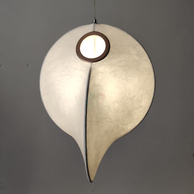 Faux Silk Irregular Shaped Ceiling Hang Light Designer 1-Light White Pendulum Light for Restaurant Clearhalo 'Ceiling Lights' 'Modern Pendants' 'Modern' 'Pendant Lights' 'Pendants' Lighting' 2461352