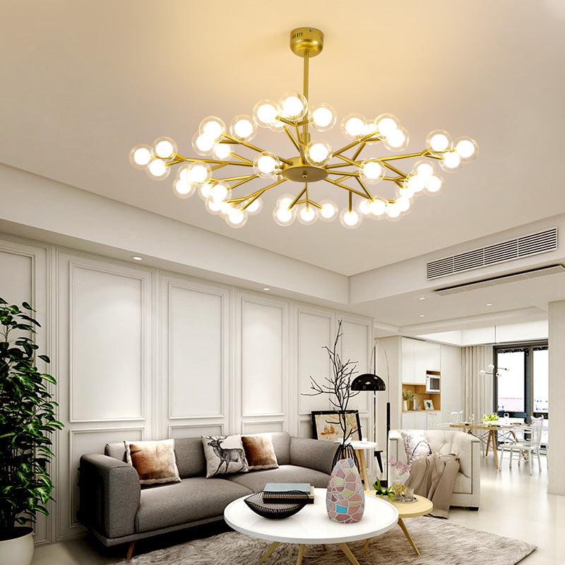 Dual Glass Glowworm Chandelier Light Nordic Style Suspension Pendant Light for Living Room Clearhalo 'Ceiling Lights' 'Chandeliers' 'Modern Chandeliers' 'Modern' Lighting' 2461358