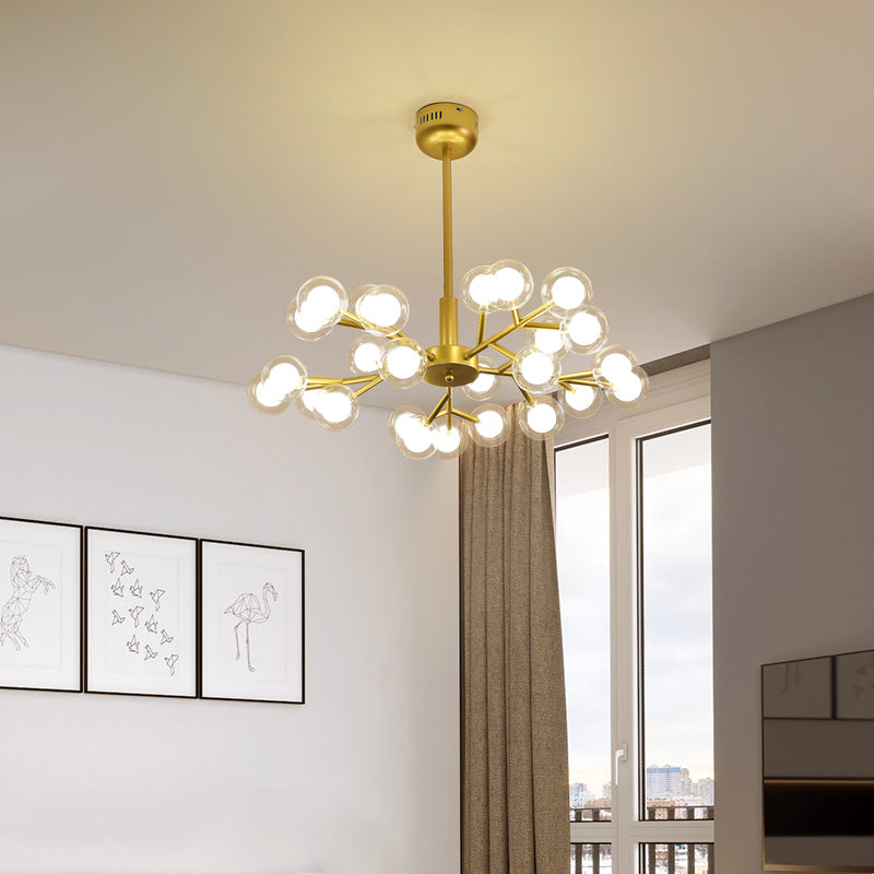 Dual Glass Glowworm Chandelier Light Nordic Style Suspension Pendant Light for Living Room Clearhalo 'Ceiling Lights' 'Chandeliers' 'Modern Chandeliers' 'Modern' Lighting' 2461367