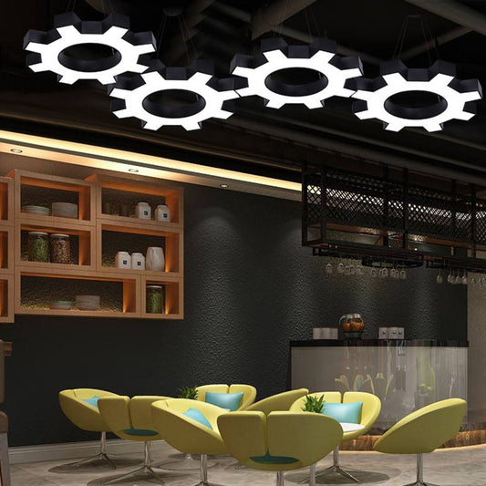 Gear Shaped Gym Pendant Lighting Metallic Modern Style LED Hanging Light Fixture Clearhalo 'Ceiling Lights' 'Modern Pendants' 'Modern' 'Pendant Lights' 'Pendants' Lighting' 2461447