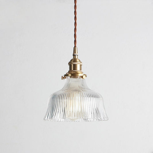 Pleated Clear Glass Pendant Lamp Nautical 1-Light Restaurant Ceiling Light in Brass Brass Clearhalo 'Ceiling Lights' 'Close To Ceiling Lights' 'Glass shade' 'Glass' 'Industrial Pendants' 'Industrial' 'Middle Century Pendants' 'Pendant Lights' 'Pendants' 'Tiffany' Lighting' 2461479