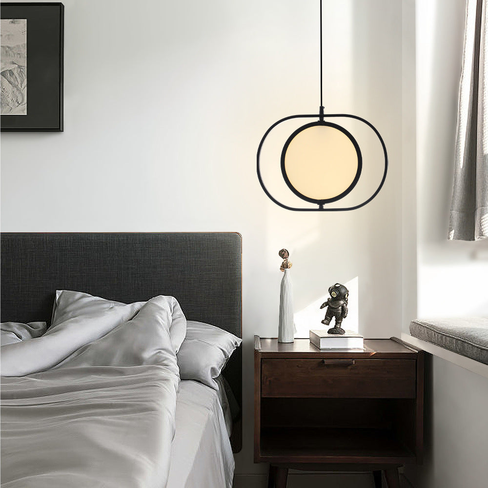 Oblong Bedside LED Pendant Lamp Acrylic Minimalistic Hanging Light Fixture in Black Clearhalo 'Ceiling Lights' 'Modern Pendants' 'Modern' 'Pendant Lights' 'Pendants' Lighting' 2461497