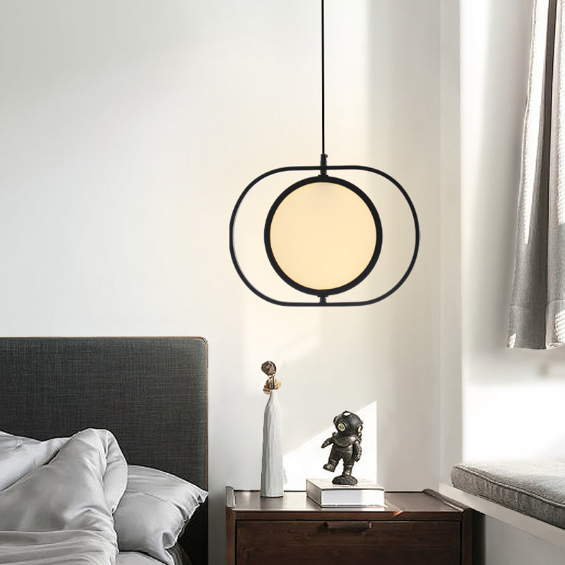 Oblong Bedside LED Pendant Lamp Acrylic Minimalistic Hanging Light Fixture in Black Clearhalo 'Ceiling Lights' 'Modern Pendants' 'Modern' 'Pendant Lights' 'Pendants' Lighting' 2461504