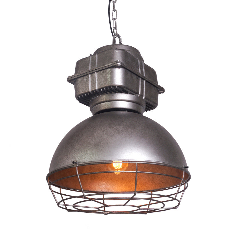 Industrial Style Dome Pendant Lighting 1 Head Metal Mine Light with Round Wire Cage Clearhalo 'Art Deco Pendants' 'Cast Iron' 'Ceiling Lights' 'Ceramic' 'Crystal' 'Industrial Pendants' 'Industrial' 'Metal' 'Middle Century Pendants' 'Pendant Lights' 'Pendants' 'Tiffany' Lighting' 2461510
