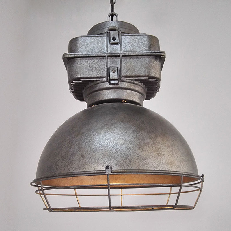 Industrial Style Dome Pendant Lighting 1 Head Metal Mine Light with Round Wire Cage Clearhalo 'Art Deco Pendants' 'Cast Iron' 'Ceiling Lights' 'Ceramic' 'Crystal' 'Industrial Pendants' 'Industrial' 'Metal' 'Middle Century Pendants' 'Pendant Lights' 'Pendants' 'Tiffany' Lighting' 2461514