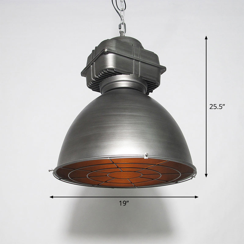 Industrial Style Dome Pendant Lighting 1 Head Metal Mine Light with Round Wire Cage Clearhalo 'Art Deco Pendants' 'Cast Iron' 'Ceiling Lights' 'Ceramic' 'Crystal' 'Industrial Pendants' 'Industrial' 'Metal' 'Middle Century Pendants' 'Pendant Lights' 'Pendants' 'Tiffany' Lighting' 2461517