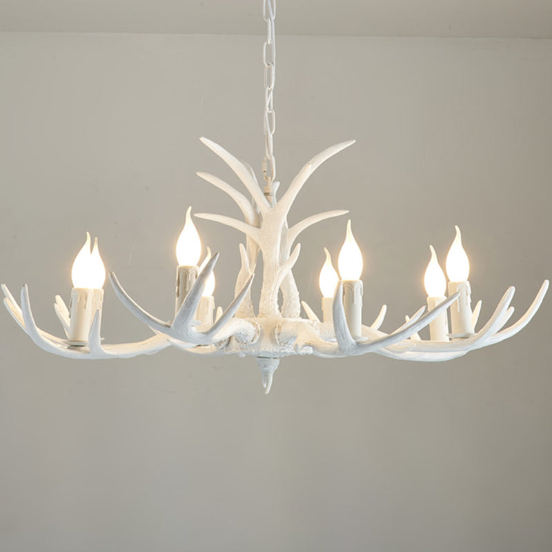 Bare Tree Branch Pendant Lamp Farmhouse Resin Chandelier Light Fixture for Restaurant 8 White Clearhalo 'Ceiling Lights' 'Chandeliers' Lighting' 2461563