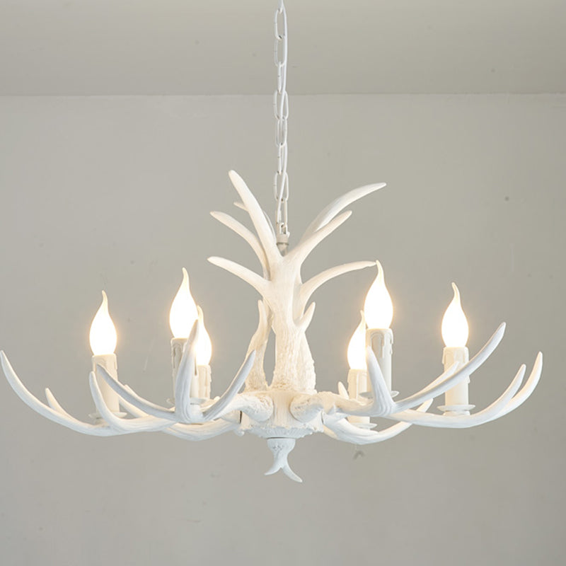 Bare Tree Branch Pendant Lamp Farmhouse Resin Chandelier Light Fixture for Restaurant 6 White Clearhalo 'Ceiling Lights' 'Chandeliers' Lighting' 2461567