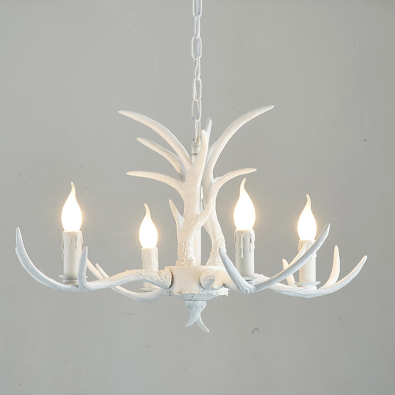 Bare Tree Branch Pendant Lamp Farmhouse Resin Chandelier Light Fixture for Restaurant 4 White Clearhalo 'Ceiling Lights' 'Chandeliers' Lighting' 2461571