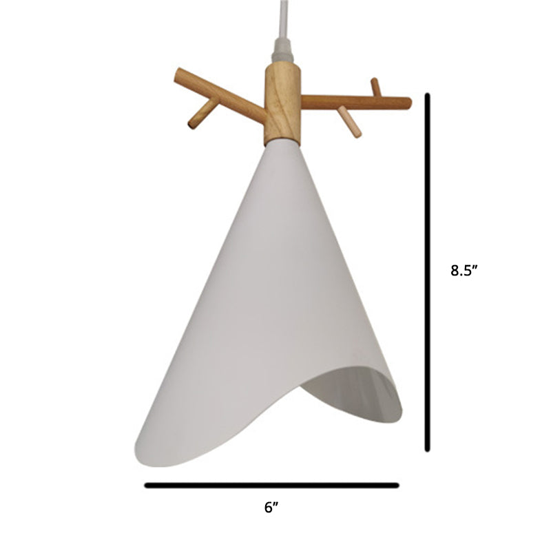 Nordic Conical Drop Pendant Metallic 1-Bulb Dining Room Ceiling Hang Light with Antler Deco Clearhalo 'Ceiling Lights' 'Modern Pendants' 'Modern' 'Pendant Lights' 'Pendants' Lighting' 2461624