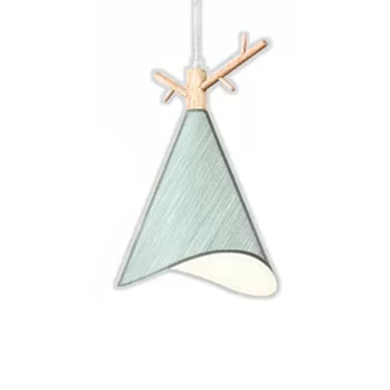 Nordic Conical Drop Pendant Metallic 1-Bulb Dining Room Ceiling Hang Light with Antler Deco Green Clearhalo 'Ceiling Lights' 'Modern Pendants' 'Modern' 'Pendant Lights' 'Pendants' Lighting' 2461631
