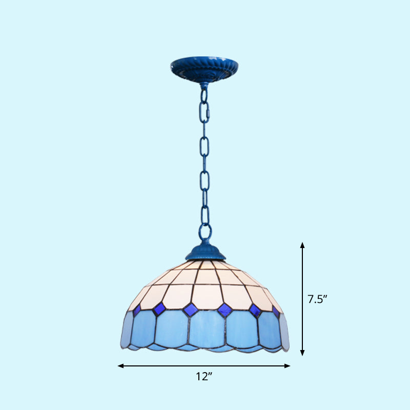 Mediterranean Dome Pendant Lighting Fixture Single Hand-Crafted Glass Hanging Light for Restaurant Clearhalo 'Art Deco Pendants' 'Cast Iron' 'Ceiling Lights' 'Ceramic' 'Close To Ceiling Lights' 'Crystal' 'Industrial' 'Metal' 'Middle Century Pendants' 'Pendant Lights' 'Pendants' 'Tiffany close to ceiling' 'Tiffany Pendants' 'Tiffany' Lighting' 2461654