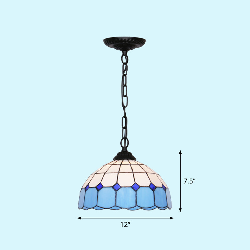 Mediterranean Dome Pendant Lighting Fixture Single Hand-Crafted Glass Hanging Light for Restaurant Clearhalo 'Art Deco Pendants' 'Cast Iron' 'Ceiling Lights' 'Ceramic' 'Close To Ceiling Lights' 'Crystal' 'Industrial' 'Metal' 'Middle Century Pendants' 'Pendant Lights' 'Pendants' 'Tiffany close to ceiling' 'Tiffany Pendants' 'Tiffany' Lighting' 2461666