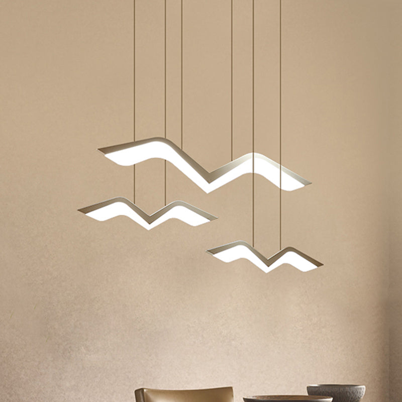 2/3/4/5 Seagull Multi Light Pendant Simple Acrylic Shade LED Hanging Lamp in White Clearhalo 'Ceiling Lights' 'Modern Pendants' 'Modern' 'Pendant Lights' 'Pendants' Lighting' 246185