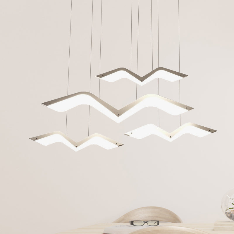 2/3/4/5 Seagull Multi Light Pendant Simple Acrylic Shade LED Hanging Lamp in White Clearhalo 'Ceiling Lights' 'Modern Pendants' 'Modern' 'Pendant Lights' 'Pendants' Lighting' 246187