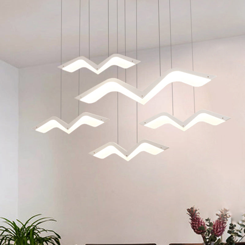 2/3/4/5 Seagull Multi Light Pendant Simple Acrylic Shade LED Hanging Lamp in White Clearhalo 'Ceiling Lights' 'Modern Pendants' 'Modern' 'Pendant Lights' 'Pendants' Lighting' 246189