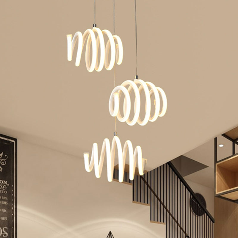 Minimalist Twisted Suspension Pendant Acrylic LED Dining Room Pendant Ceiling Light in Warm/White Light White Clearhalo 'Ceiling Lights' 'Modern Pendants' 'Modern' 'Pendant Lights' 'Pendants' Lighting' 246190