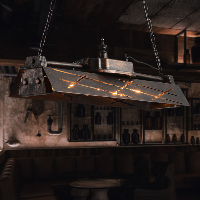 Metal Hollow-out Suspension Lamp Industrial 4-Light Dining Room Island Light Fixture Clearhalo 'Ceiling Lights' 'Island Lights' Lighting' 2461916