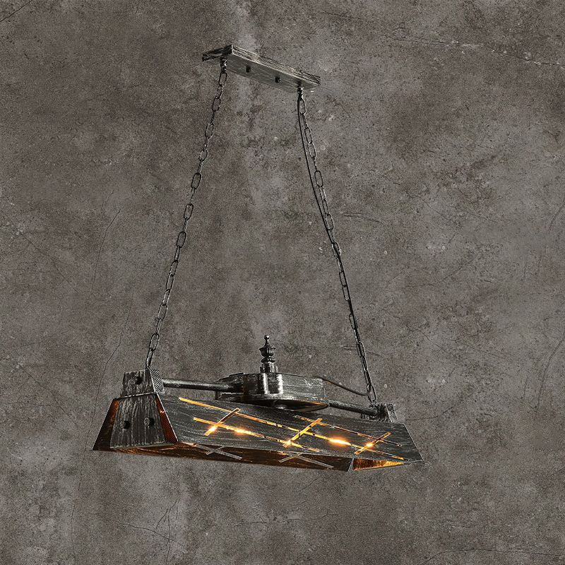 Metal Hollow-out Suspension Lamp Industrial 4-Light Dining Room Island Light Fixture Bronze Clearhalo 'Ceiling Lights' 'Island Lights' Lighting' 2461918